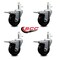 Service Caster 3.5'' Hard Rubber Swivel 7/16'' Grip Ring Stem Caster Set Total Lock Brake, 4PK SCC-GRTTL20S3514-HRS-716138-4 - alternate 3